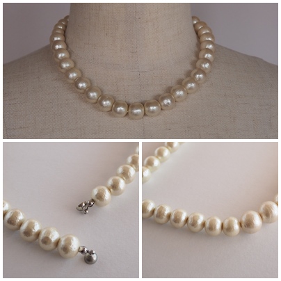 コットンパール首飾り、cotton pearl
