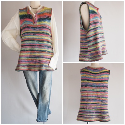 段染めベスト、the variegated yarn vest