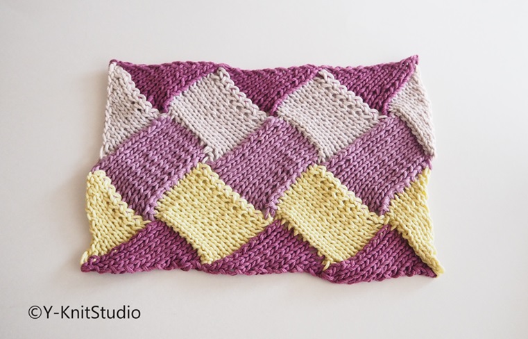 網代編み、 Entrelac knitting 