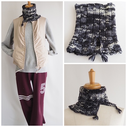 ネックウォーマー、knit neck warmer