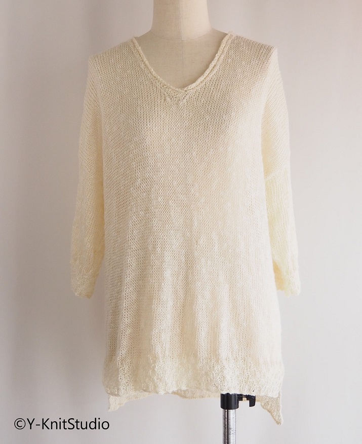 麻のセーター、linen summer sweater