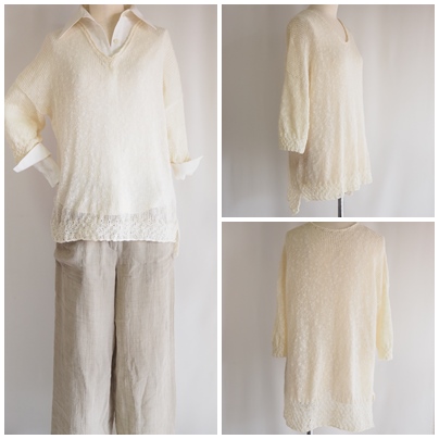麻のセーター、linen summer sweater