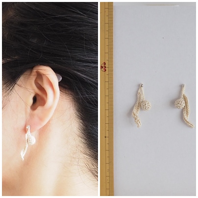 カギ編みピアス、haori strings