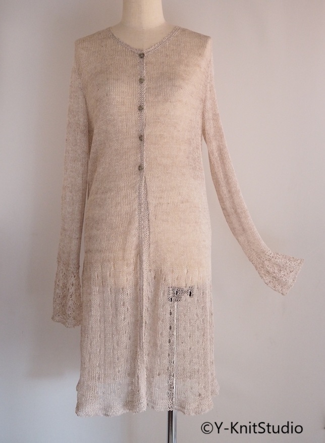 麻のロングカーディガン　linen long cardigan