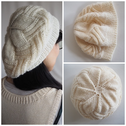 ウールベレー帽、Entrelac beret hat